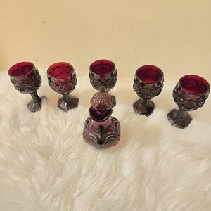Vintage Avon Set of 6 Cape Cod Ruby Red Water Wine Goblets Gothic Set